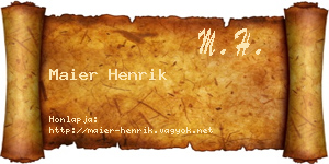 Maier Henrik névjegykártya